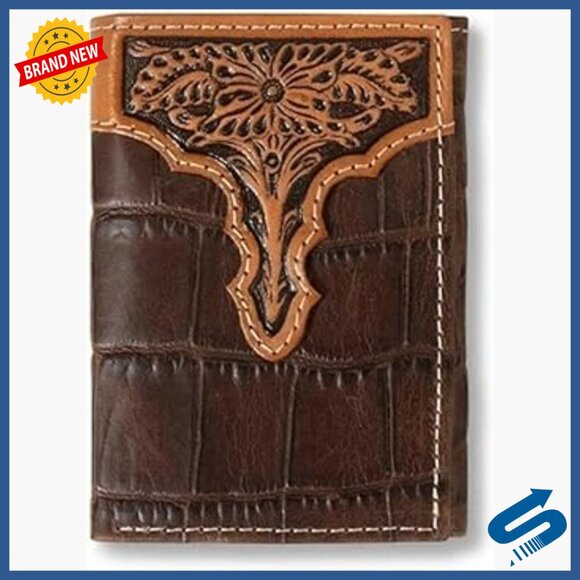 Genuine Leather Trifold Wallet Slim Fit Multiple Card Slots ID Window